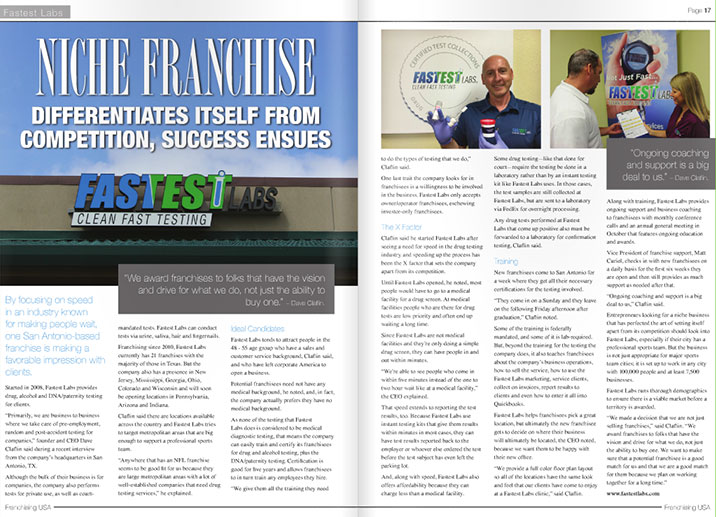 Franchising USA Magazine June 2016 Issue Fastest Labs Article