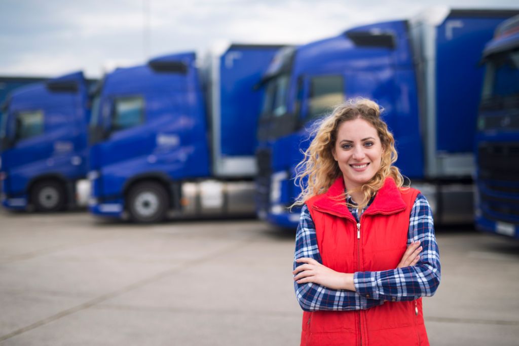 driver in front of trucks