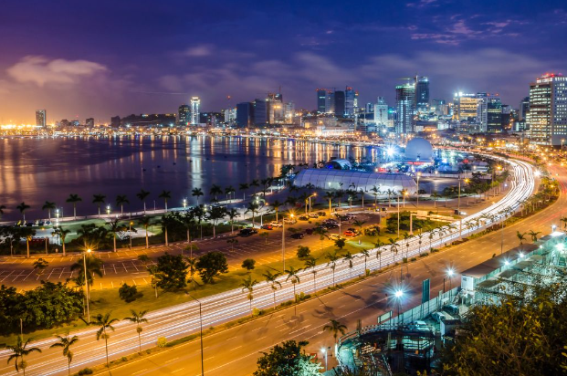 highway, city, beach view in evening