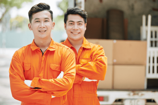 men in orange jumpsuits